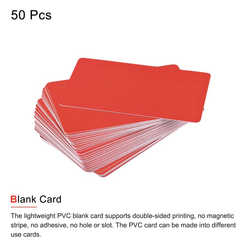sourcing map Pack of 50 Blank PVC Cards Red Plastic