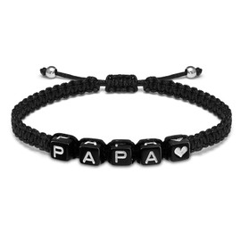 seensea PAPA Braided Bracelet Father Grandfather Adjustable Heart Link Bracelet for Grandpa ID Bracelet Birthday Gift Christmas Family Gifts for Men (PAPA Bracelet)