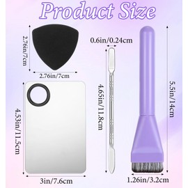 Makeup Spatula Set, ValueBargain 4 Pieces Including Stainless Steel Mixing Palette, Foundation Spatula, Makeup Brushes and Puffs, Ideal for Foundation Application and Nail Art