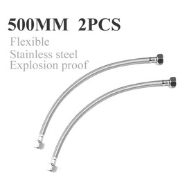 Pair of Flexible Pipes for Bathroom/Kitchen/Toilet Taps British Standard Pipe M10 x1/2 Fitting 500mm Long