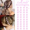 YISSION 40Pcs Mini Pink Flower Hair Clips with Rhinestone Cute