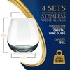 NutriChef 15oz Stemless Wine Glasses - Set of 4 Ultra