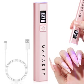 Makartt Handheld UV Light for Gel Nails - Portable Mini UV LED Nail Lamp Lumière Nail Dryer Fast Drying for Curing Nail Art Polish Rechargeable USB Nail Light with LCD 2 Timer for DIY Salon (Pink)