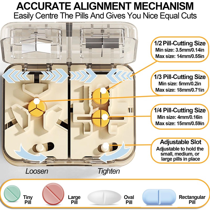 Pill Cutter Splitter for Tiny Small Large Pills - 1/2