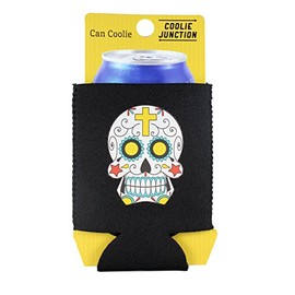 Sugar Skull Graphic Collapsible Can Coolie Black