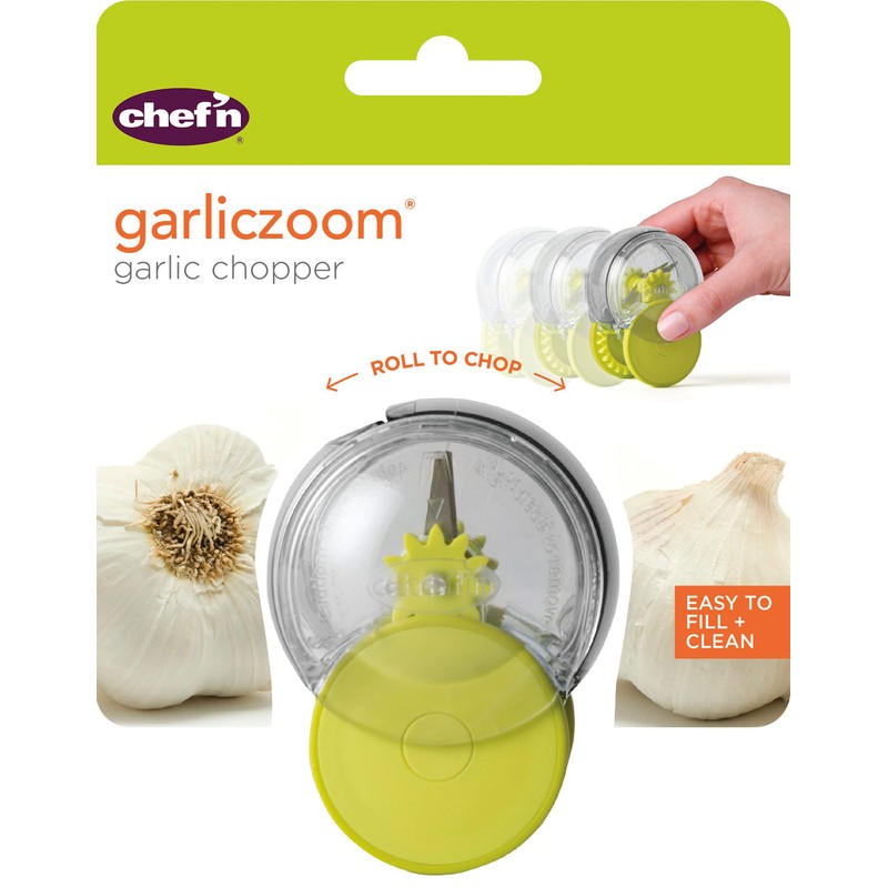 Chef’n GarlicZoom Garlic Chopper, Handheld Garlic Mincer with Rolling Action,