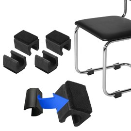 PATIKIL Rectangle U Shaped Chair Leg Tips Caps with Felt Pads, 4 Pack Slide Smoothly Furniture Feet Floor No Scratches No Noise Protectors Protect Hardwood Floors Fit Dia 14 mm Leg, Black