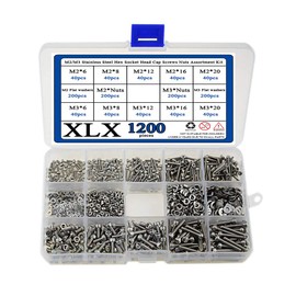 XINGYHENG 1200Pcs 304 Stainless Steel M2/M3 Stainless Steel Hex Socket Head Cap Screws Nuts Assortment Kit with Box