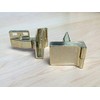 Overlay Side-Mount Glass Door Hinge in Polished Brass