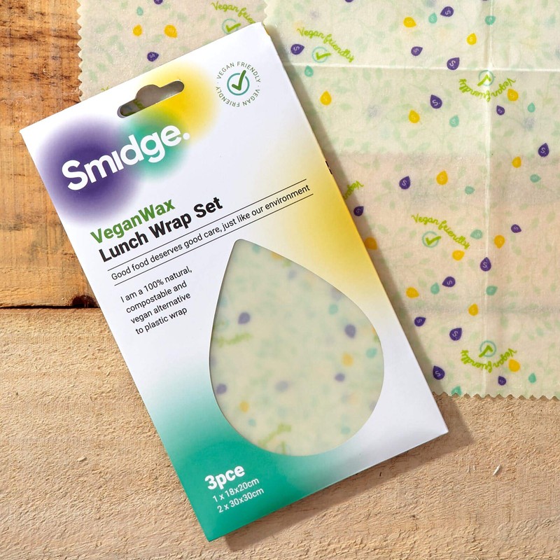 Smidge Vegan Wax Wraps Lunch Set of 3 Reusable &