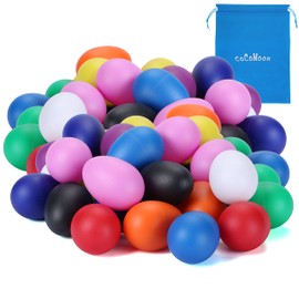 COCOMOON Egg Shakers Musical Instruments for babies-40Pcs Musical Maracas Percussion Instrument (10 Colors) Easter Eggs with a Storage Bag for Music Parties,Toys Music Learning DIY Painting