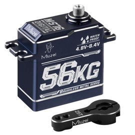 Miuzei Brushless Servo High Torque RC Servo Motor Digital Stainless Steel Gear Programmable 8.4V Waterproof Compatible with 1/7, 1/8, 1/10 RC Car (56kg-180°)