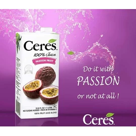 Ceres 100% All Natural Pure Fruit Juice Blend, Passion Fruit - Gluten Free, Rich in Vitamin C, No Added Sugar or Preservatives, Cholesterol Free - 33.8 FL OZ (Pack of 6)