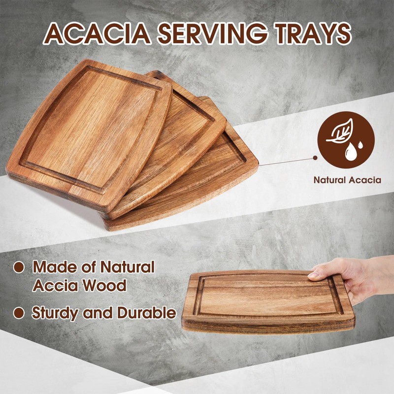 Kigley 10 Pcs Wooden Dinner Plates Cutting Boards Bulk for
