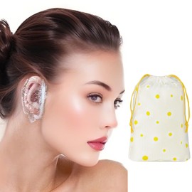 120Pcs Premium Waterproof Ear Covers - Disposable PE Ear Protectors for Shower, Hair Dye, & Salon Use - Elastic Ear Caps for adults (standard, Count, 120)