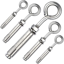 Shoulder Eye Bolts M8 Heavy Duty Shoulder Lag Eyebolts, Stainless Steel Expansion Screws Wall Concrete Anchors Fastener with Nut for Wall Ceiling Concrete Masonry, 10PCS
