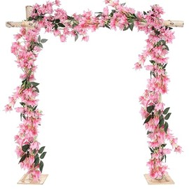 IPOPU - Guirnalda de flores de buganvillas artificiales de 5.9 pies, 2 piezas de flores de buganvillas de seda falsas, coronas largas de buganvillas de imitación para centros de mesa, camino de mesa,