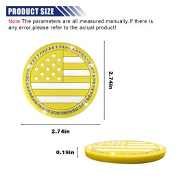 2.74'' 2PCS Bling American Flag Car Cup Holder Coasters, Shockproof Anti-Slip Cup Mat Car Insert Coaster, Rhinestone Embedded Drink Mat, Universal Automotive Interior Accessories (Yellow)