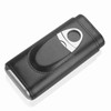 Three-Finger Portable Cigar Humidor Leather Case with Silver Cigar Cutter(Black)
