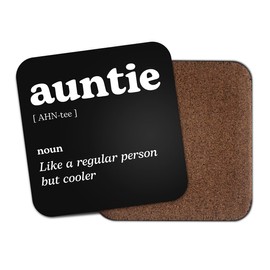 Auntie Square Coaster - Aunt Family Dictionary Regular But Cooler Definition Funny Joke Hobby Men Women Kitchen Drink #82678