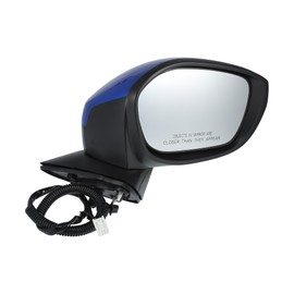 X AUTOHAUX Door Mirror Assembly Right Passenger Side for Honda Civic 2022-2023 Power Glass Non-Heated Manual Folding 3 Pins Blue Paint to Match Replace No.76258T20A01