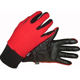 Ryda Ladies Fleece Back Leather Winter Horse Riding Gloves (Red, Medium)