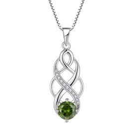 Lwsary Infinity Celtic Knot Necklace 925 Sterling Silver Irish Pendant Peridot Necklace August Birthstone Jewelry for Women