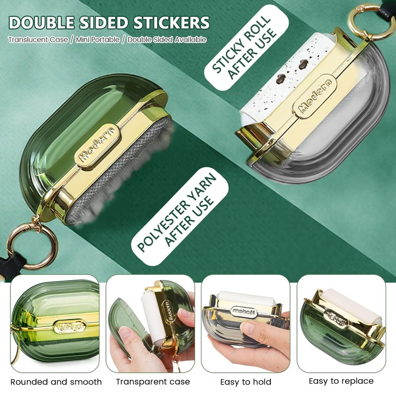 2PCS Handy Double-Sided Travel Lint Roller, Lint Roller Travel Size