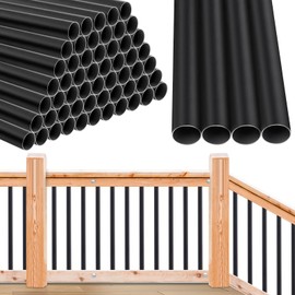 Yaocom 60 Pack 26" Aluminum Deck Balusters 3/4" Black Metal Deck Railing, Hollow Round Outdoor Porch Deck Spindles Indoor Stair Railing for Wood and Composite Deck