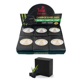 12 Jabones Negros Carbón Activado De Bambu Control De Grasa                                                                                           