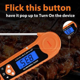 AMMZO Digital Meat Thermometer for Grilling, Candy Thermometer Instant Read Food Thermometer Waterproof with Backlight for Cooking, Deep Fry, BBQ, Grill, Smoker and Roast (Orange)