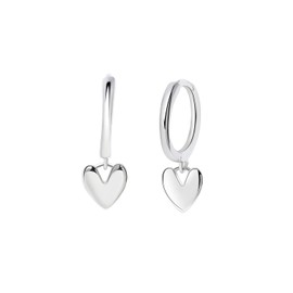 Tiny 14K Gold Plated 925 Sterling Silver Small Huggie Earrings with Heart Dangle Earrings Hoop Earrings for Women