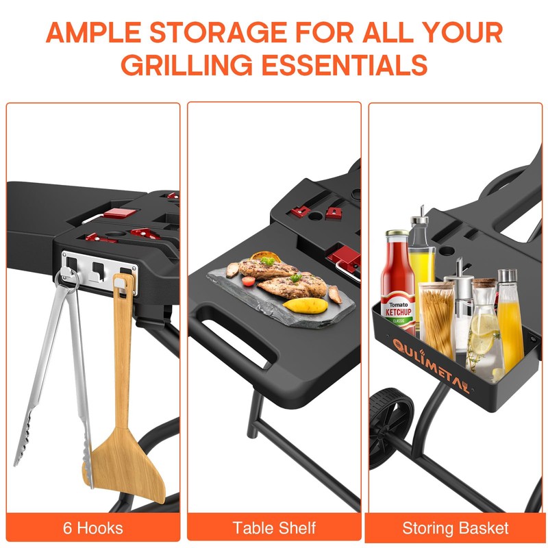 Outdoor Grill Stand for Weber Q1200, Q1000, Q2200, Q2400, Portable