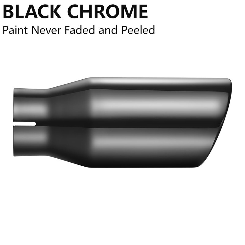 A-KARCK Black Chrome Exhaust Tips 3" Inlet, 3" Inlet 5"