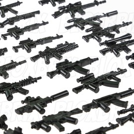 BloxBrix 88 pcs Weapons-Machine-Guns-Rifles Compatible with Major Brands, Minifigures-add-ons-Militarybase-Barracks-Toy-Soldiers-Police, WW2-Modern-Swat-Battle-Ammo-Belt-Decations for Army-Men