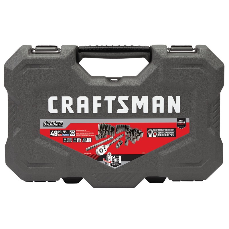 CRAFTSMAN OVERDRIVE 49-Piece Gunmetal Chrome Mechanics Tool Set, Standard SAE/Metric