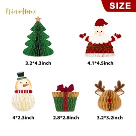 NICROHOME EUR 5 PCS Christmas Hanging Decorations, Paper Honeycomb Hanging Ornaments with Santa Claus Christmas Tree Elk Snowman Gift Box Shape for Xmas New Year Hanging Decoration