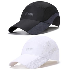 TAGVO 2 Pack Quick Drying Baseball Cap Men Women Summer UV Protection Breathable Lightweight Foldable Mesh Sports Running Baseball Cap Fashionable Casual Golf Cap Baseball Cap Sun Hat Baseball Cap