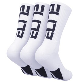 Pawdoer Boys Elite Basketball Crew Socks for Girls Youth Kids, Cushion Performance Athletic Basketball Socks, White