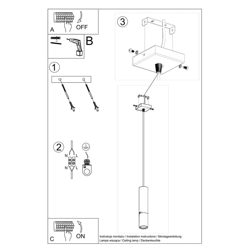 Sollux Loopez 1 Pendant Lamp Black Copper GU10 Dimmable 8