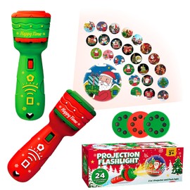 MORAINJAY 2 Pack Christmas Flashlight Projector Torch,Slide Projector Torch for Kids,24 Patterns Christmas Kids Torch,Kids Story Light Torch for 3 Year+ Boys Girls Gifts,Christmas Stocking Fillers