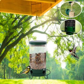 Bird Feeders Squirrel Proof for Outside,OutdoorsHangable Metal Weight Activated Hummingbird Feeder | 4 Ports Wild Bird Feeding, Weatherproof, Large Capacity Easy to Clean and Fill