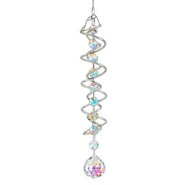 45 cm Large Crystal Suncatcher, Colourful Hanging Sun Catcher with Octagonal Beads and Chain, Rainbow Crystals for Indoor and Outdoor Use, Garden Decoration