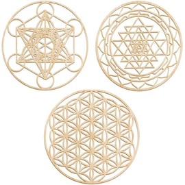Exogio 3 Pieces Sacred Geometry Wall Picture Wall Decoration Set, 30 cm Mandala Chakra Wall Picture Sculpture, Life Wall Decoration for Yoga Meditation Room, Wall Hanging Boho Home Decor