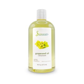 Soapeauty Grapeseed Oil Cold Pressed Unrefined | 100% Natural Available in Bulk | Carrier for Essential Oils, Face, Skin, Hair Moisturizer, Soap Making | 16 fl oz
