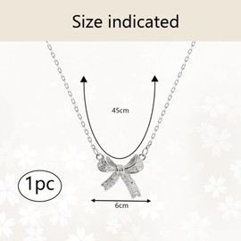 louuuou 1 PC Bow Necklace Silver, Silver Necklaces for Women Sparkling Minimalist Elegant Collarbone Design Charm Necklace Butterfly Necklaces Girly Stuff Aesthetic Stuff Women's Fashion Jewelry