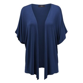 Made By Johnny Cárdigan tipo kimono de manga corta para mujer, ligero y abierto para verano, Wsk1310_azul marino , 4X-Large