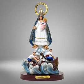Virgen Caridad del Cobre Charity Statue - Imagen Figurine Resin Religious Gift Tabletop Home Office Decoration 12" H