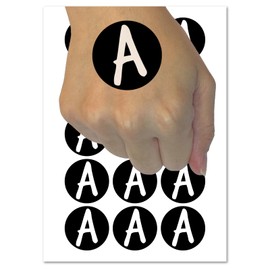 Letter A Uppercase Felt Marker Font Temporary Tattoo Water Resistant Fake Body Art Set Collection - 54 1" Tattoos (1 Sheet)