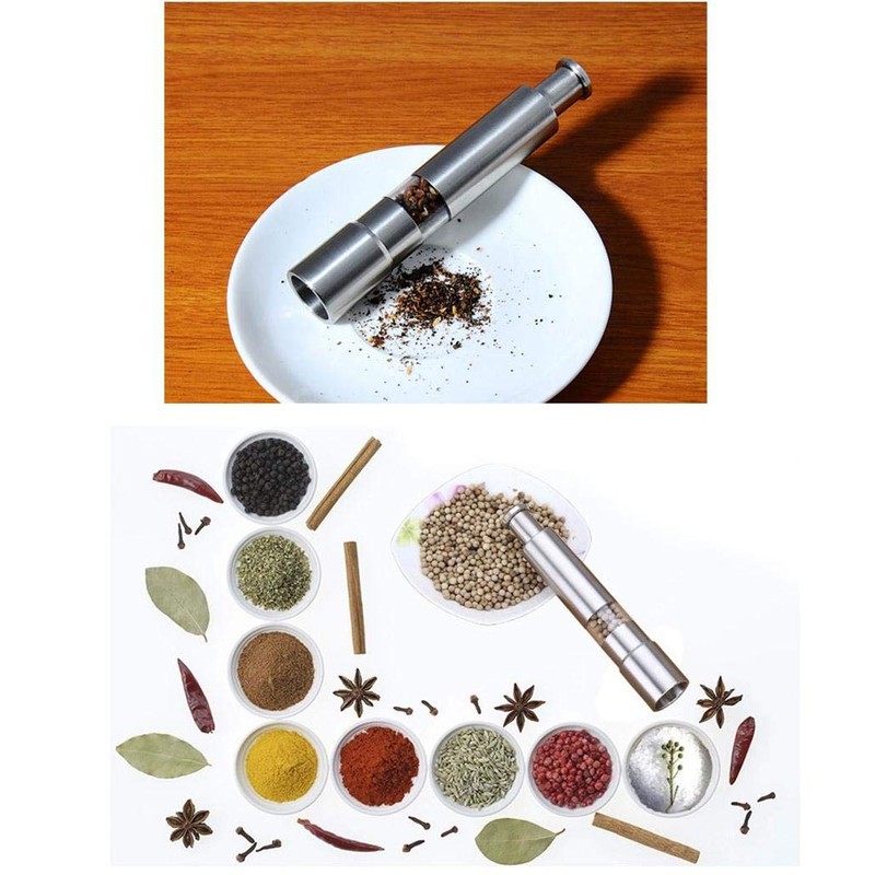 Salt and Pepper Grinder Set of 2,Stainless Steel Push Button